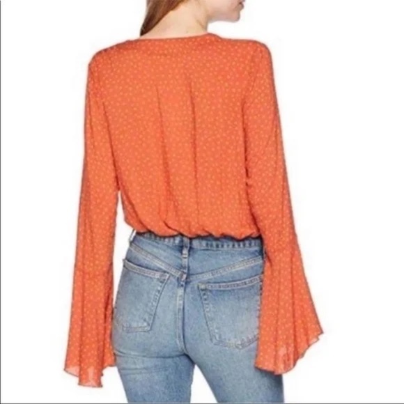 Free People Orange Makin’ Waves Bodysuit Size Large NWT - Picture 3 of 7